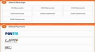Select the recharge and the payment option